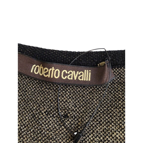 Roberto Cavalli Gold Black Knit Sleeveless Dress size 40 Wool Blend - Picture 7 of 12
